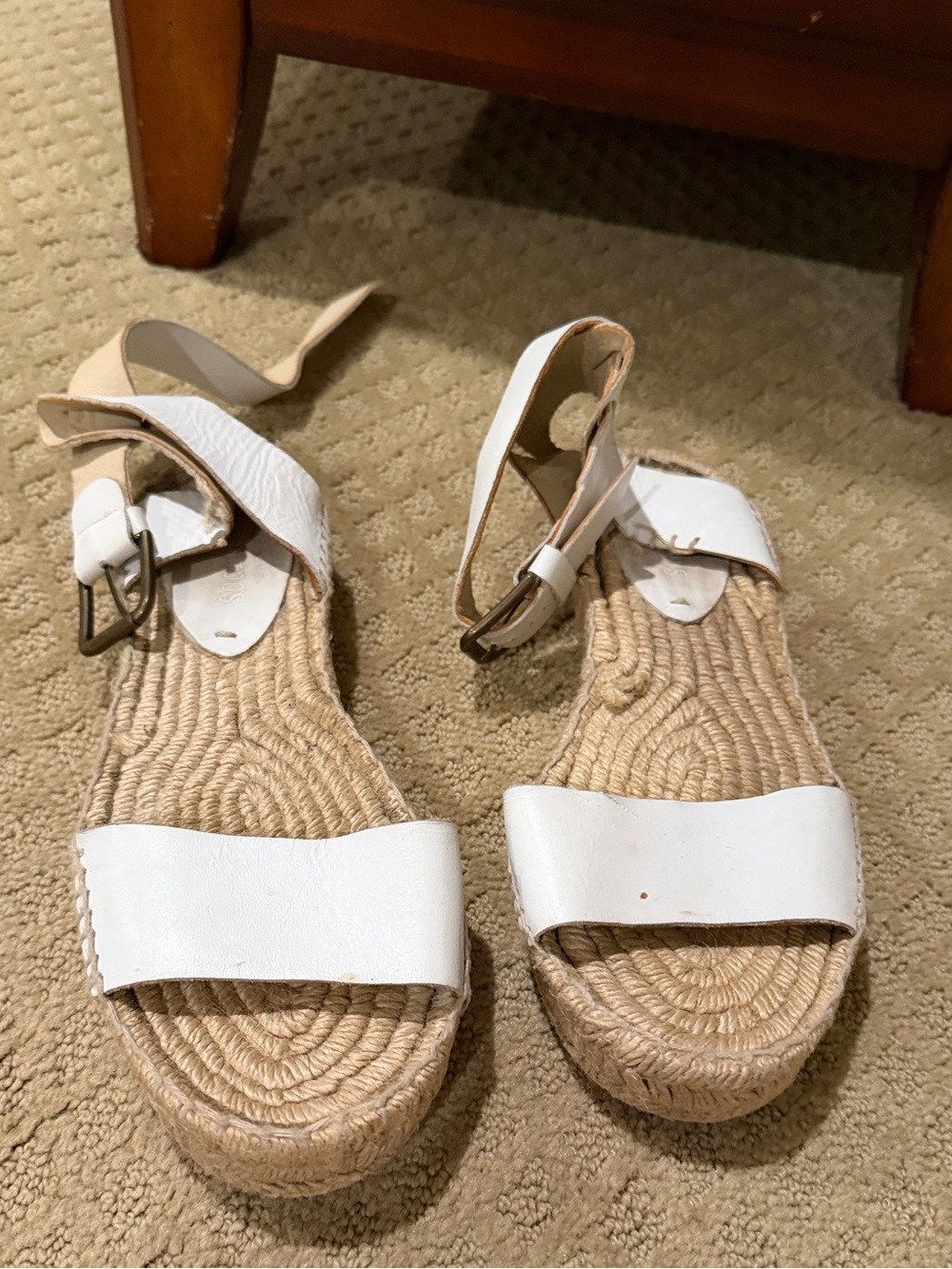 Soludos White Leather Ankle-Strap Espadrille Sandals